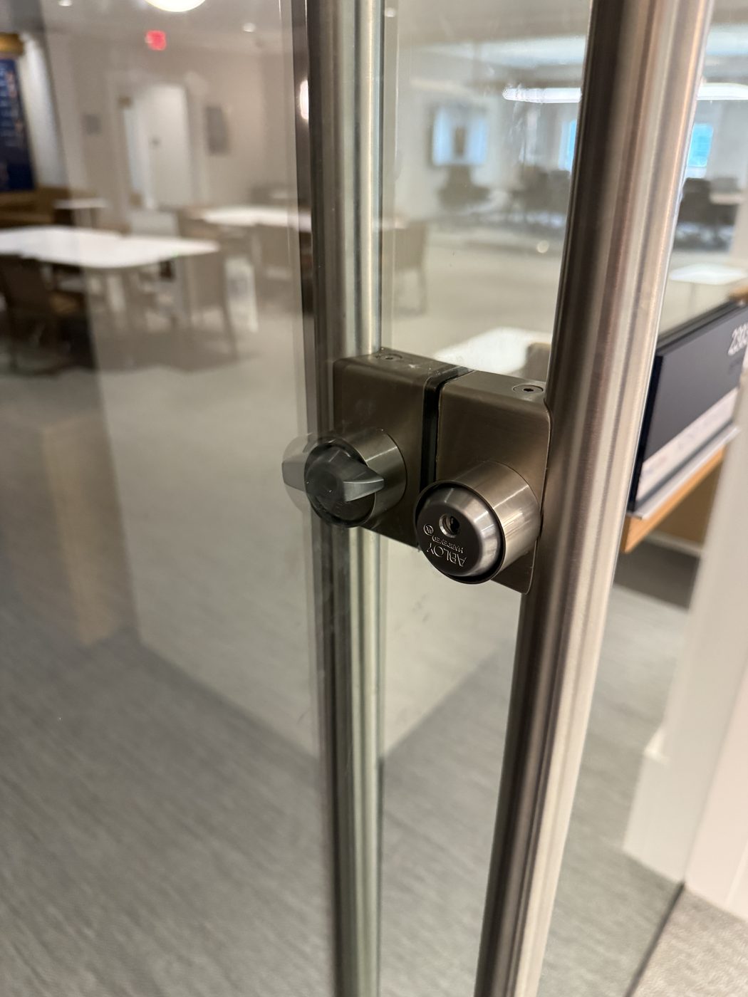 High-security ABLOY cylinder lock installed on a Blumcraft entrance door